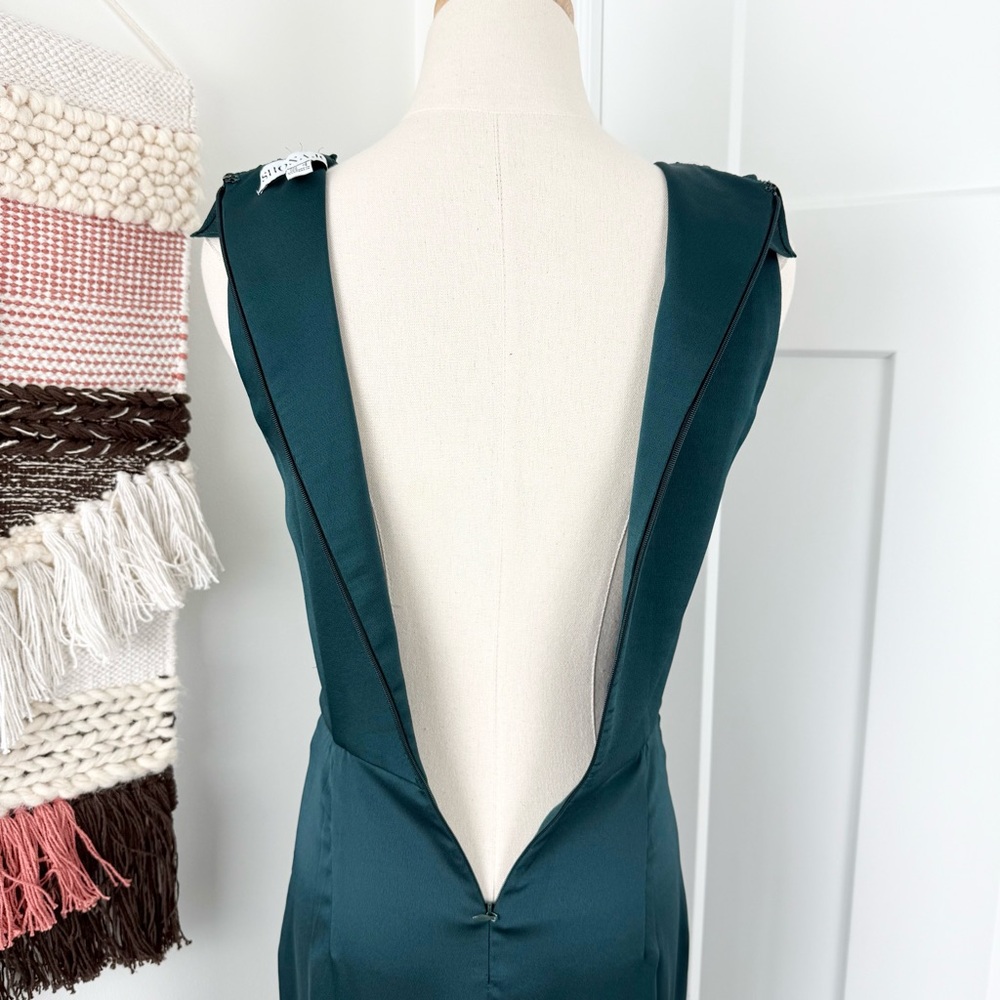 Shona Joy Luxe Plunge Frill Dress Emerald Green Sz 4 - Picture 7 of 10
